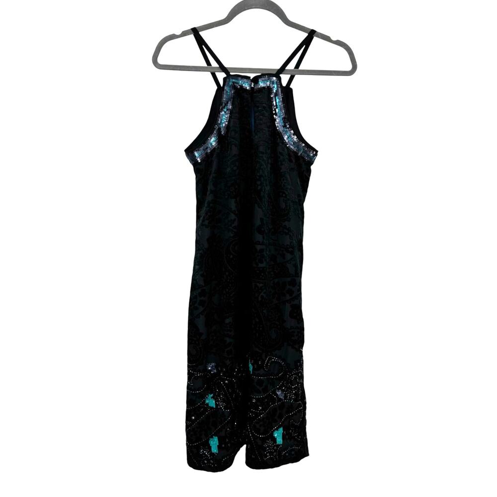 NEW Anthropologie Moulinette Soeurs Velvet Burnout Slip Dress 00 Black Beaded - Picture 7 of 12